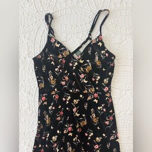 wild fable Black Floral Velvet Wrap-front Maxi Dress